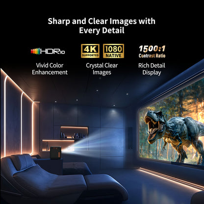 WEMAX Google TV Projector, Netflix Officially Licensed 4K Support, Mini Projector with Wifi and Bluetooth, Smart Movie Projector for Home Theater, 1080P Full HD, MAX 120" Display, Dolby Audio