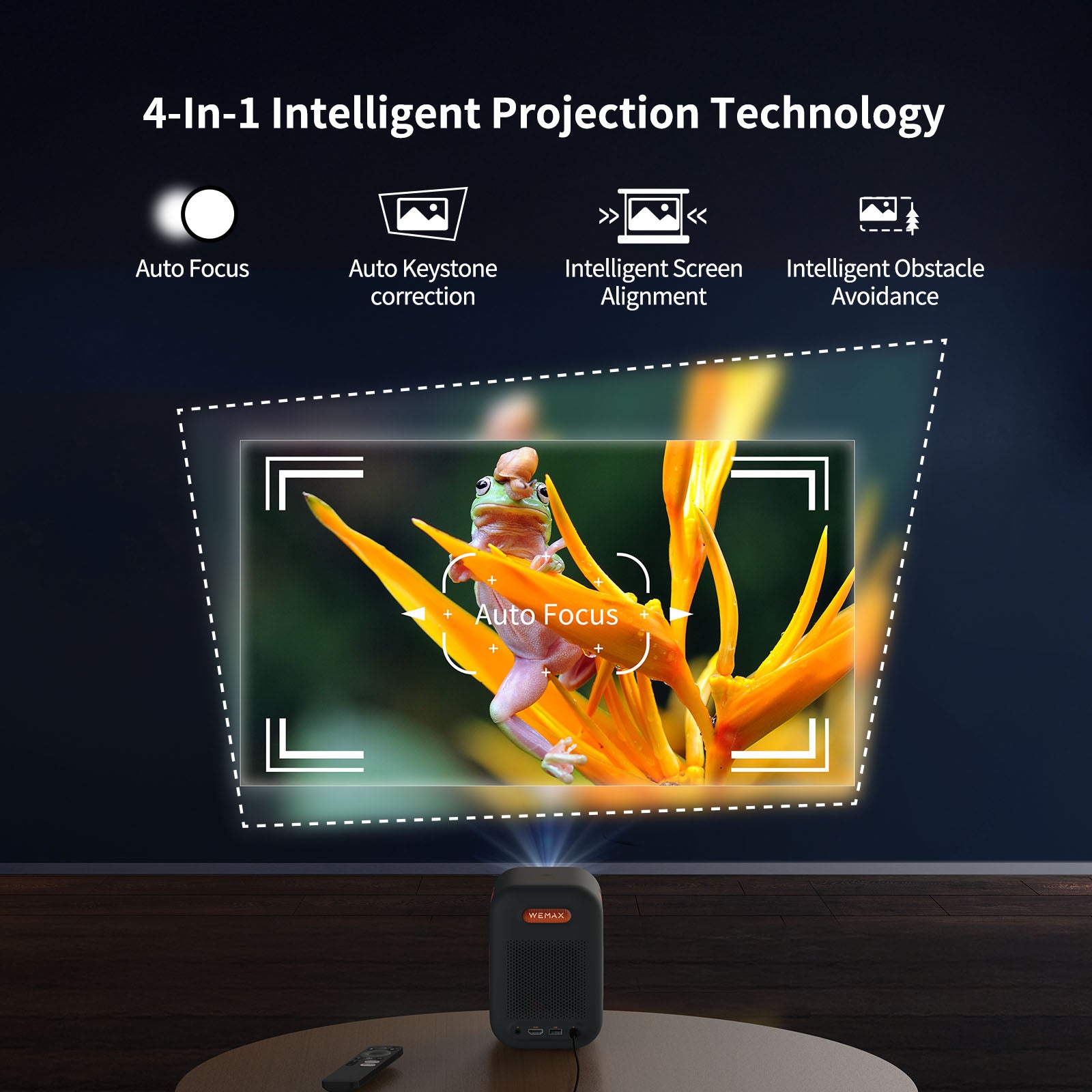 WEMAX Google TV Projector, Netflix Officially Licensed 4K Support, Mini Projector with Wifi and Bluetooth, Smart Movie Projector for Home Theater, 1080P Full HD, MAX 120" Display, Dolby Audio
