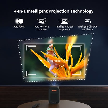 WEMAX Google TV Projector, Netflix Officially Licensed 4K Support, Mini Projector with Wifi and Bluetooth, Smart Movie Projector for Home Theater, 1080P Full HD, MAX 120" Display, Dolby Audio