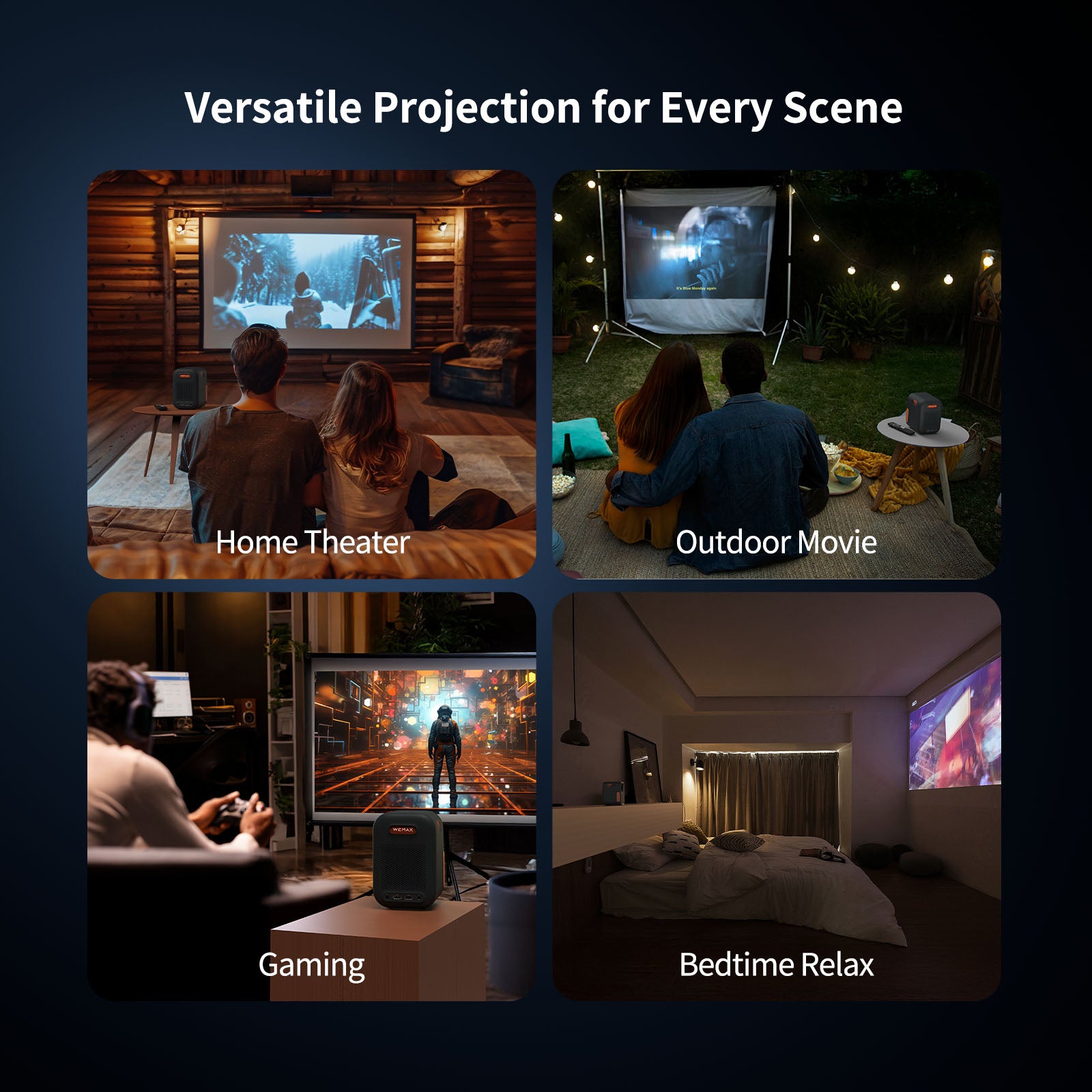 WEMAX Google TV Projector, Netflix Officially Licensed 4K Support, Mini Projector with Wifi and Bluetooth, Smart Movie Projector for Home Theater, 1080P Full HD, MAX 120" Display, Dolby Audio