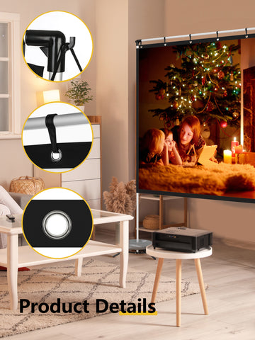 Projector Screen Pull Down Projector Screen With Stand 120 Inch 16:9 HD ...